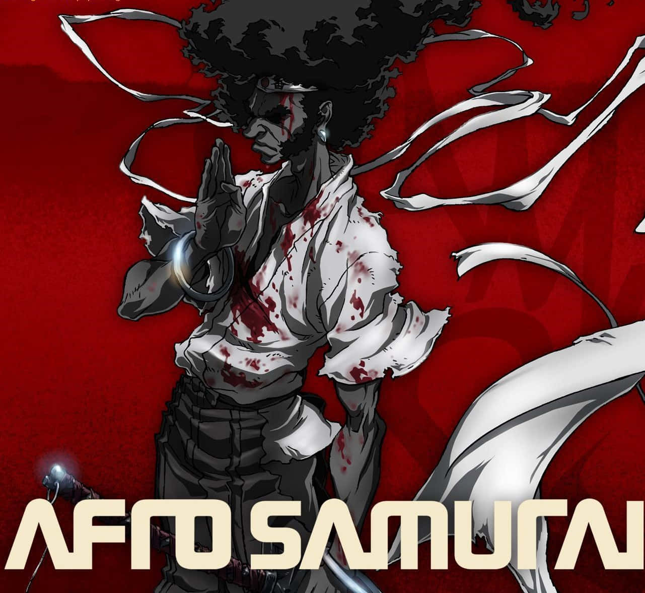 Afro Samurai posing with his menacing sword Wallpaper