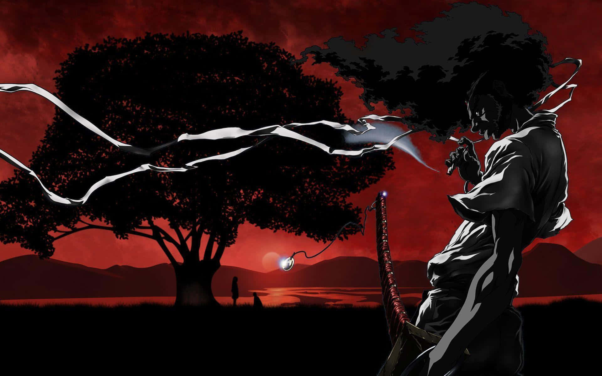 Caption: Afro Samurai in Action Wallpaper