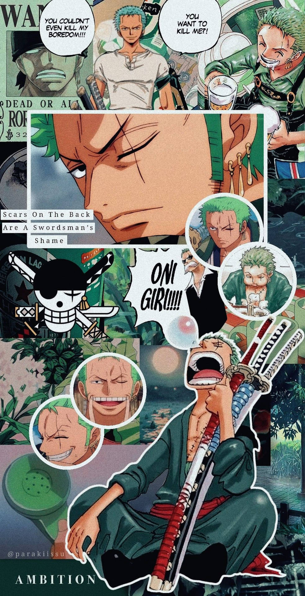 Afslappet Zoro One Piece Æstetisk Wallpaper