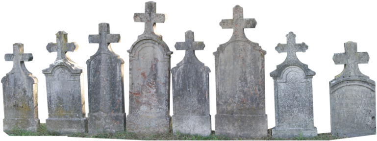 Aged Gravestones Row PNG