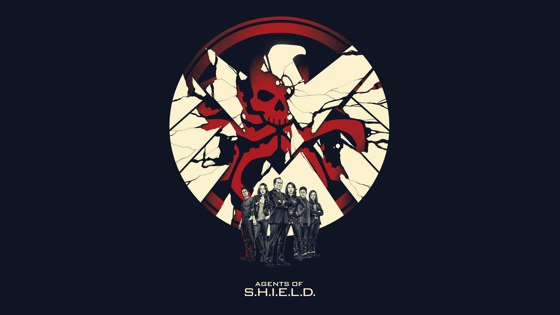 Hauptcharakterevon Agents Of Shield Mit Hydra-logo Wallpaper