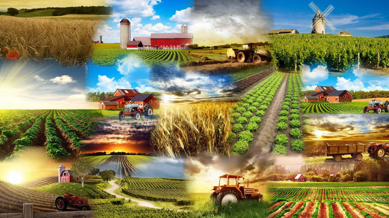 A Collage Of Pictures Of Farms And Farm Equipment