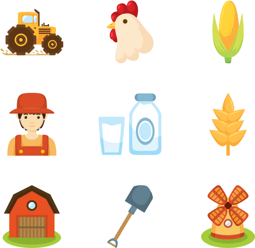 Agricultureand Farming Icons Set PNG