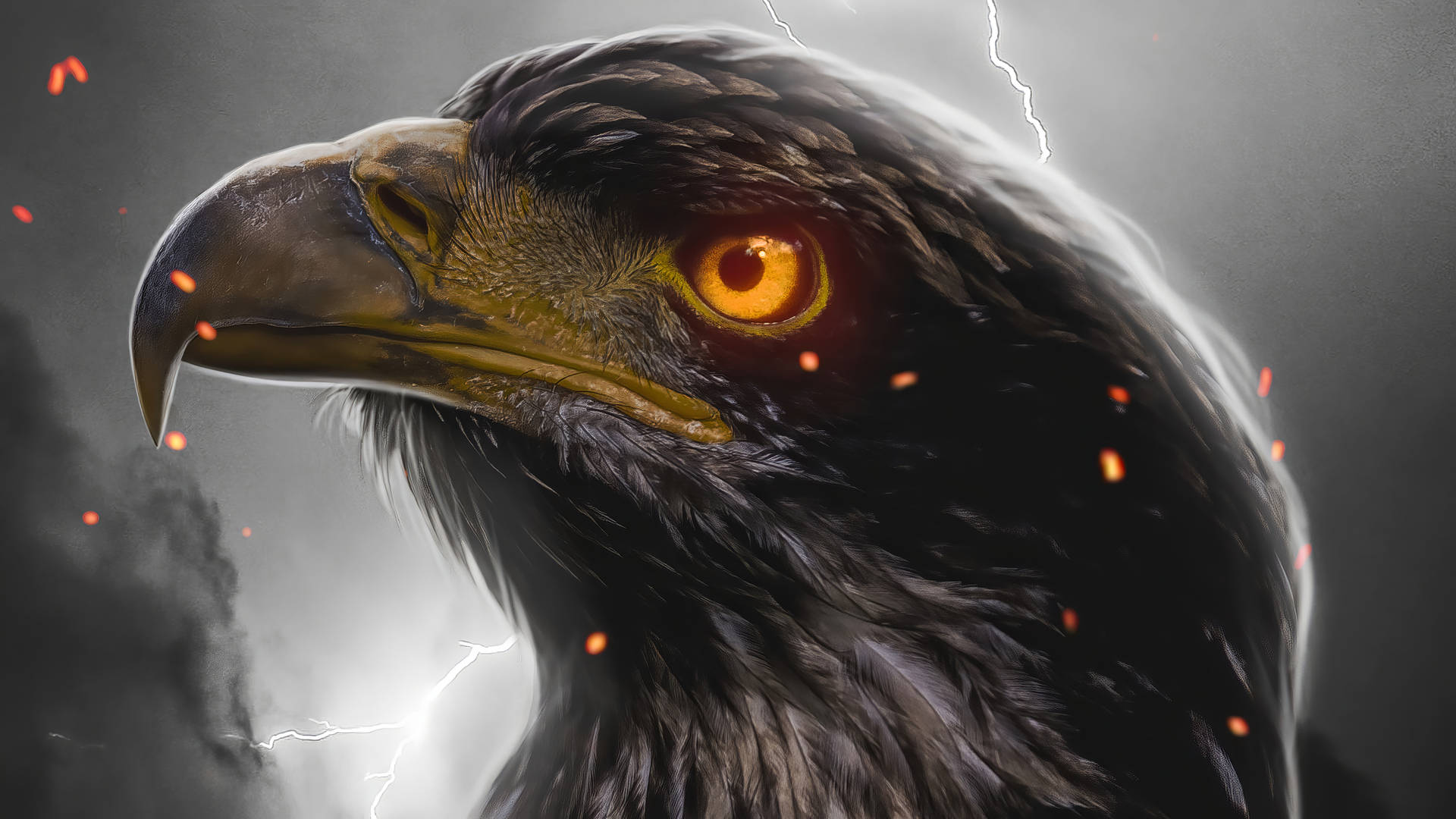 Aguila Glowing Golden Eye Digital Art Wallpaper