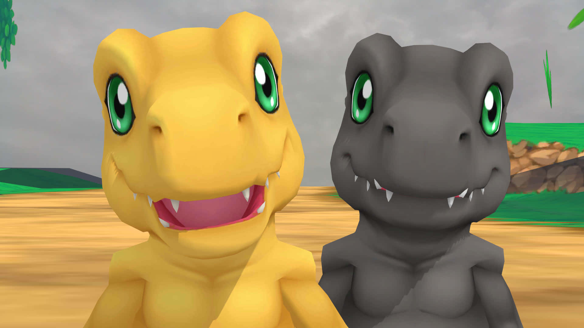 Rencontre Amicale Entre Agumon Et Agumon Noir Fond d'écran