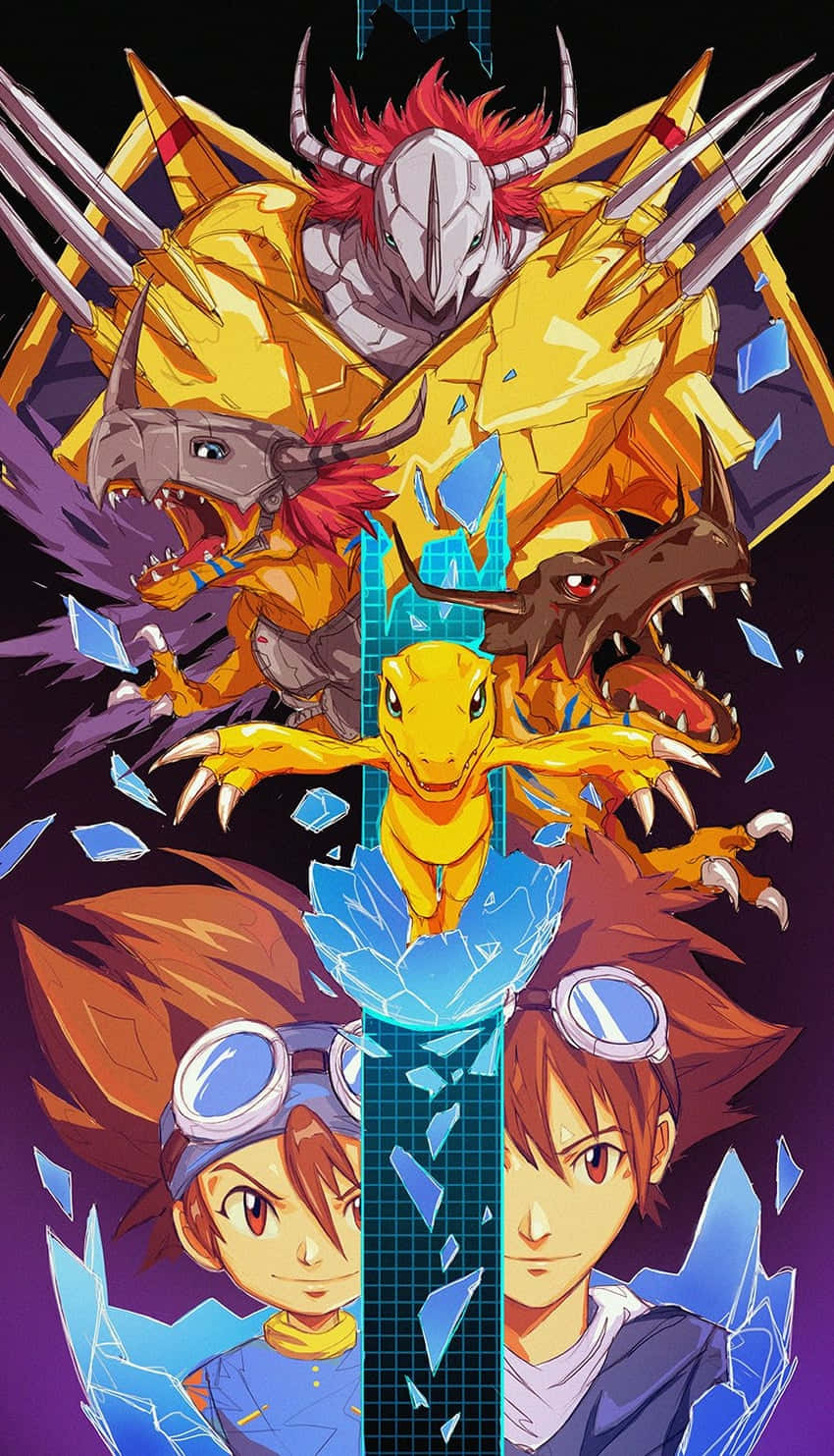 Agumon En Digimon Evolutie Poster Achtergrond