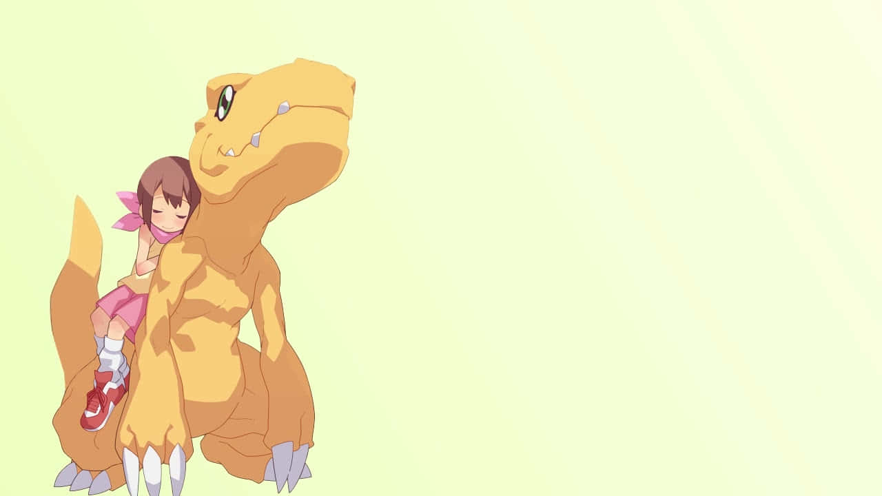 Agumon En Vriend Digitale Wereld Band Achtergrond