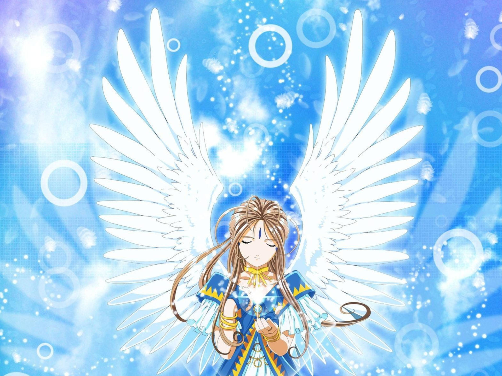 Ah My Goddess Blue Sparkles Art Background