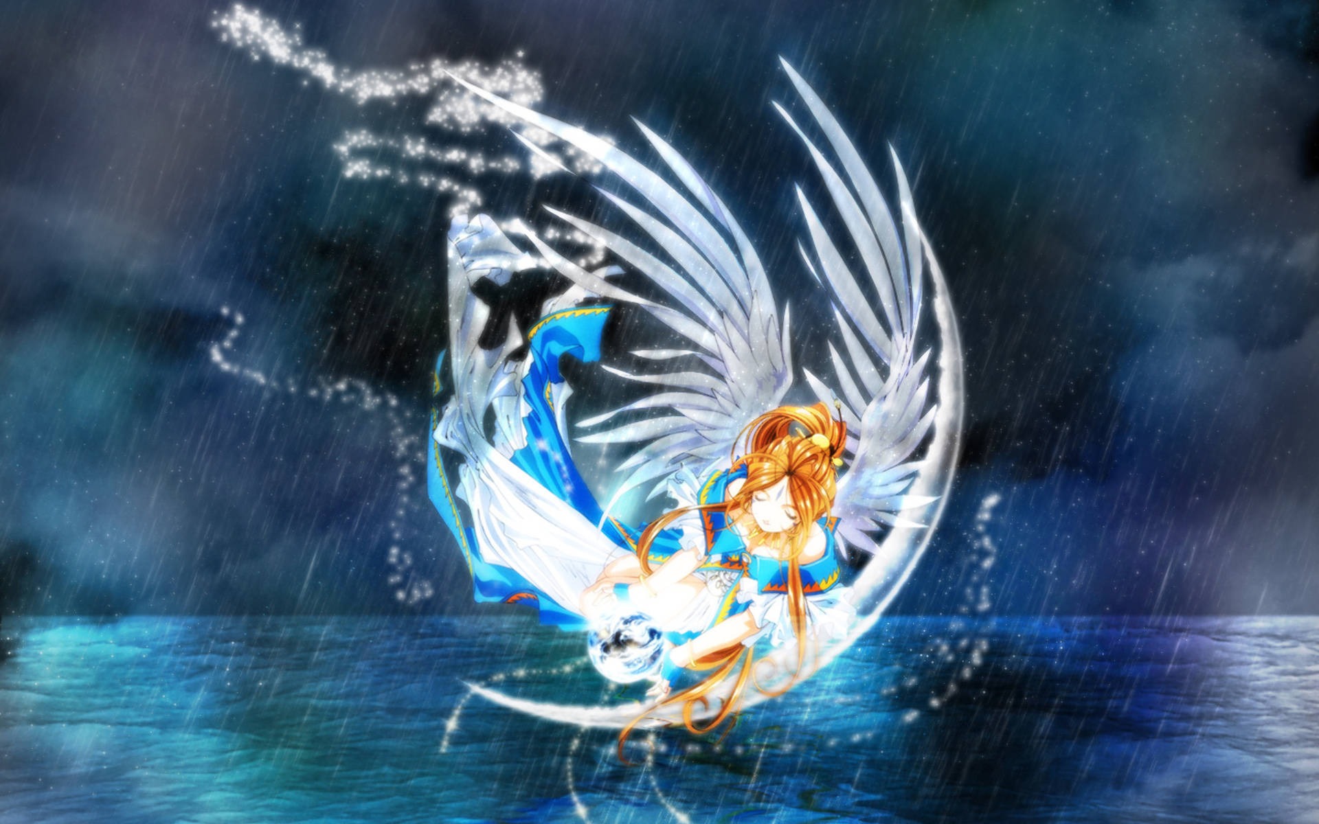 Ah My Goddess Rain Art Background