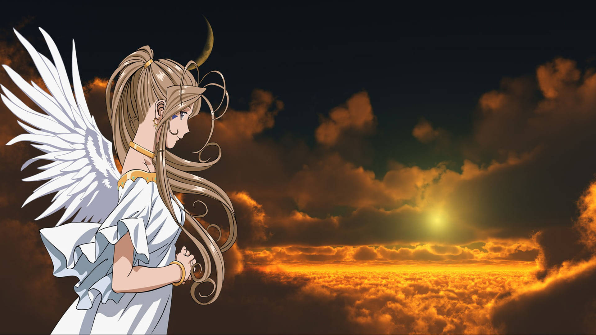Ah My Goddess Sunset Art Background