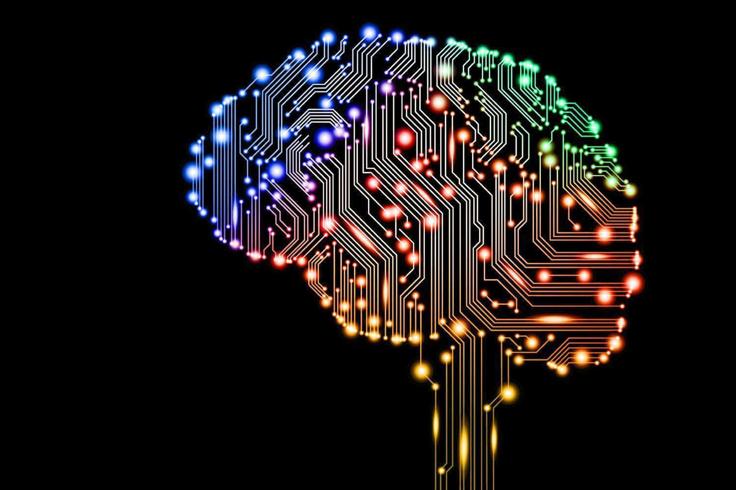Futuristic digital AI brain in a blue hue Wallpaper