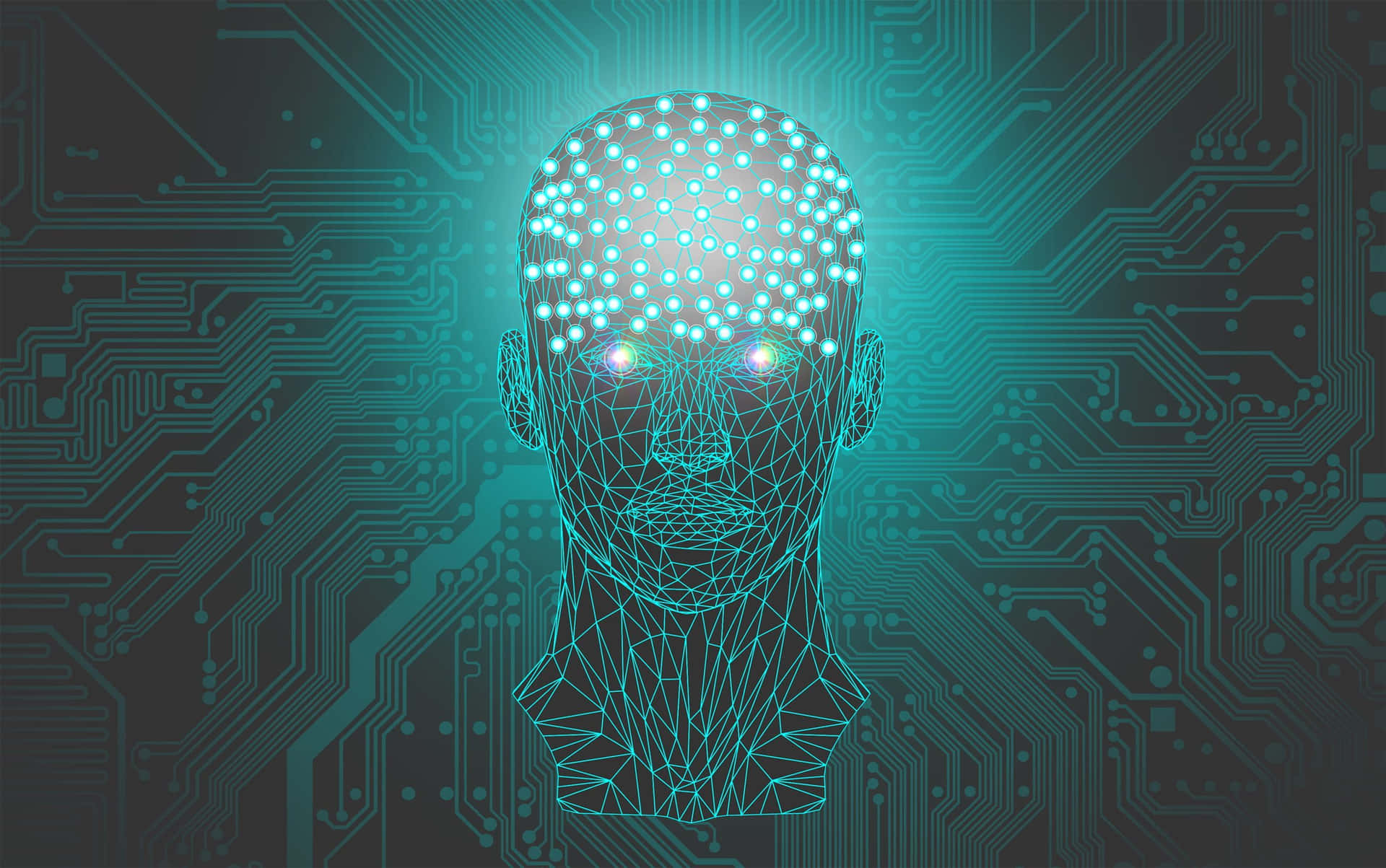 AI Brain on Circuit Board Wallpaper