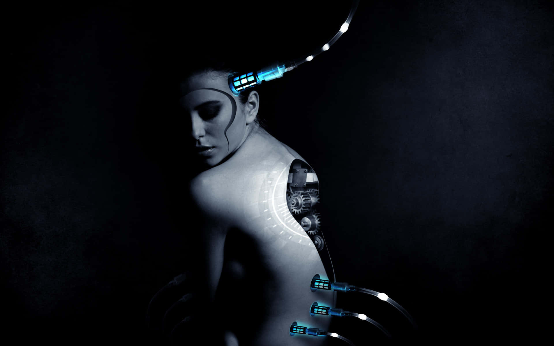 Bildav En Ai-kvinna, Robot Och Artificiell Intelligens.