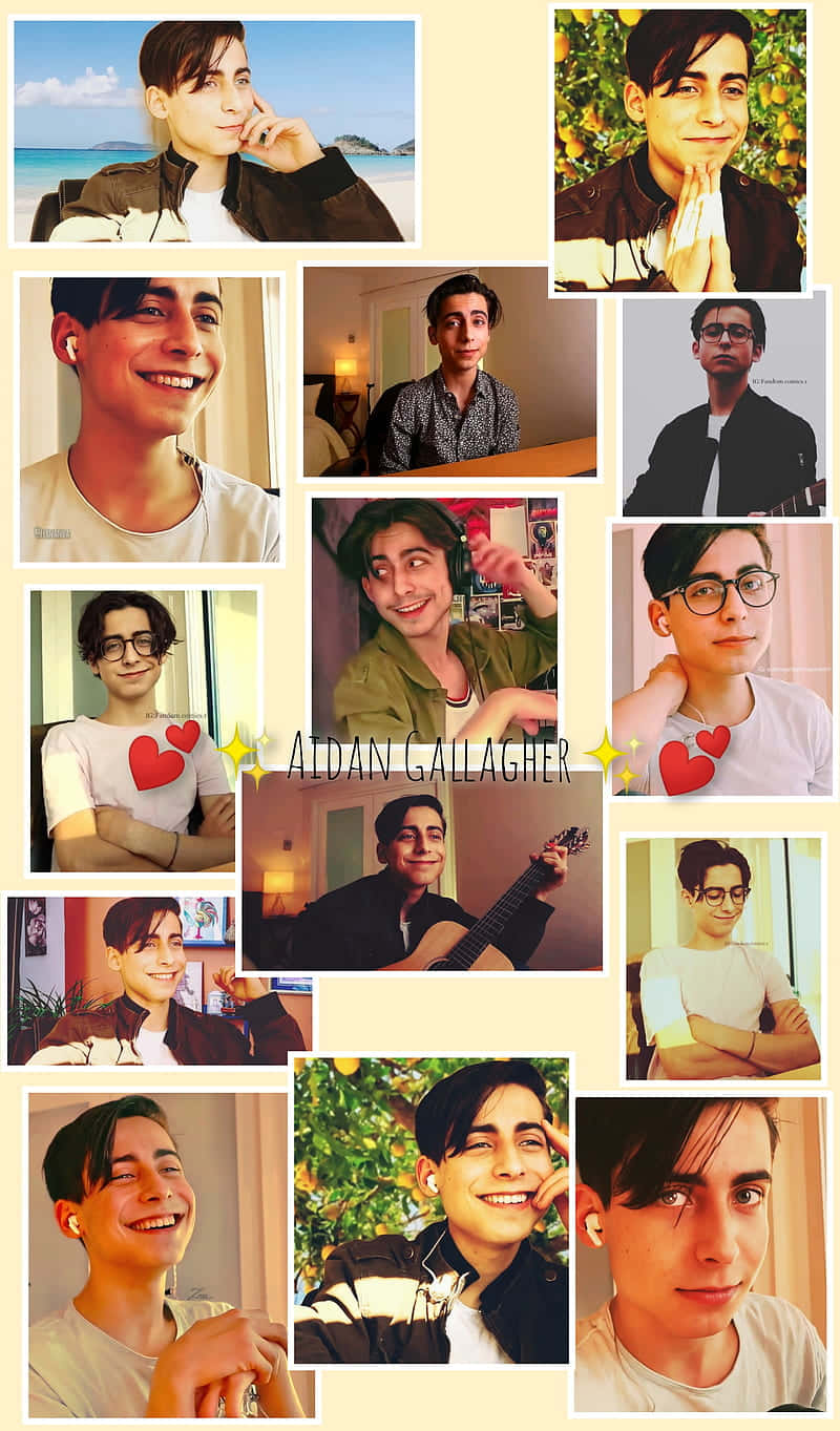 En collage af billeder af en mand med briller Wallpaper