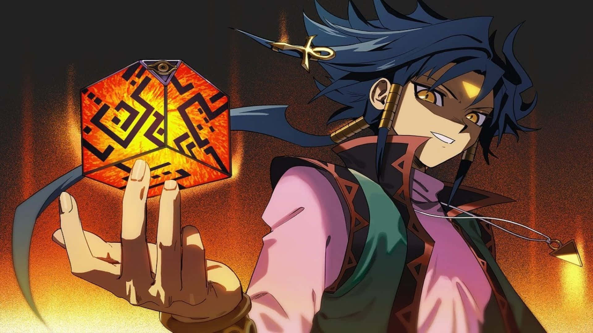 Aigami Showcasing His Cube of Dimension Summoning Wallpaper