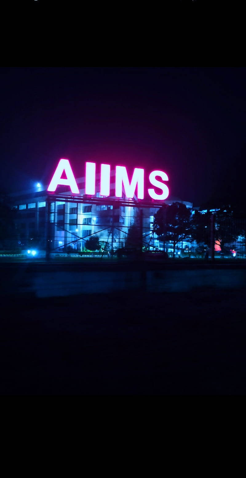 Illuminated AIIMS Neon LED Sign Board Wallpaper