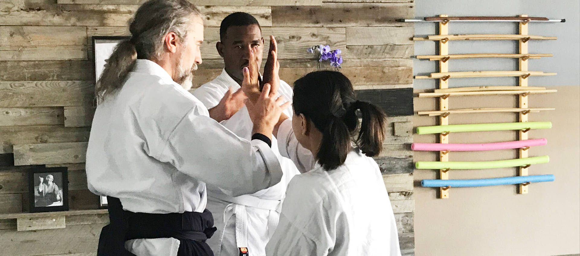 An Aikido instructor demonstrating Nikyo techniques. Wallpaper