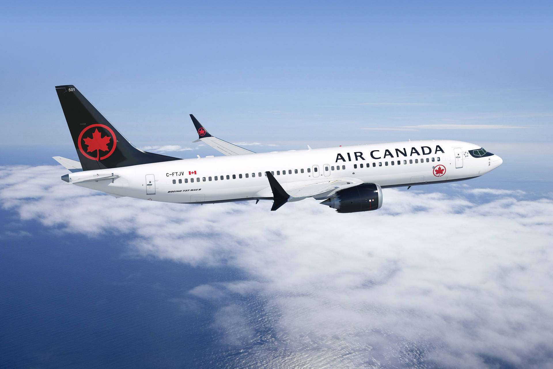 Aeronavede Air Canada Con Alerón Negro. Fondo de pantalla