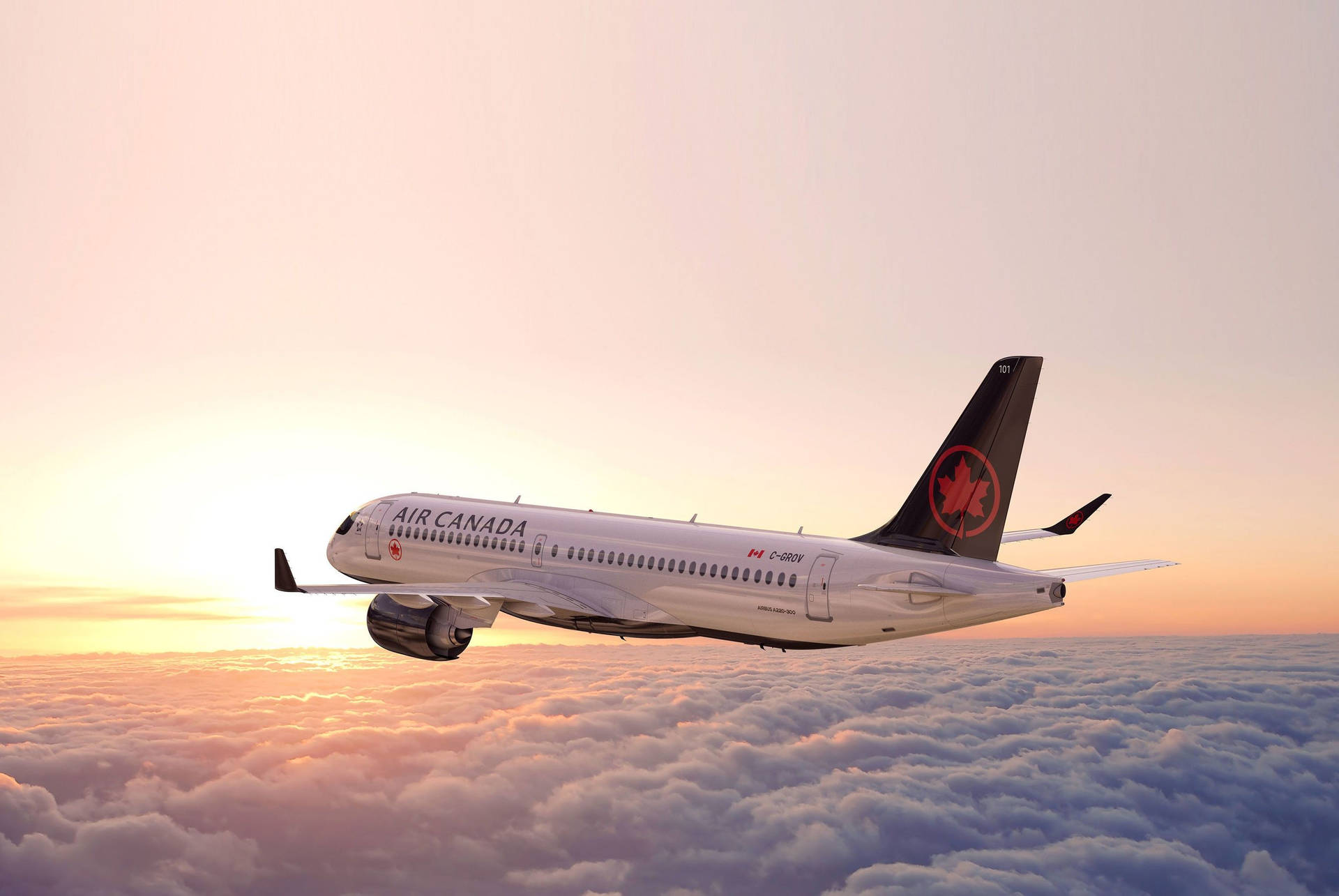 Air Canada Plane Over The Thick Clouds Wallpaper
