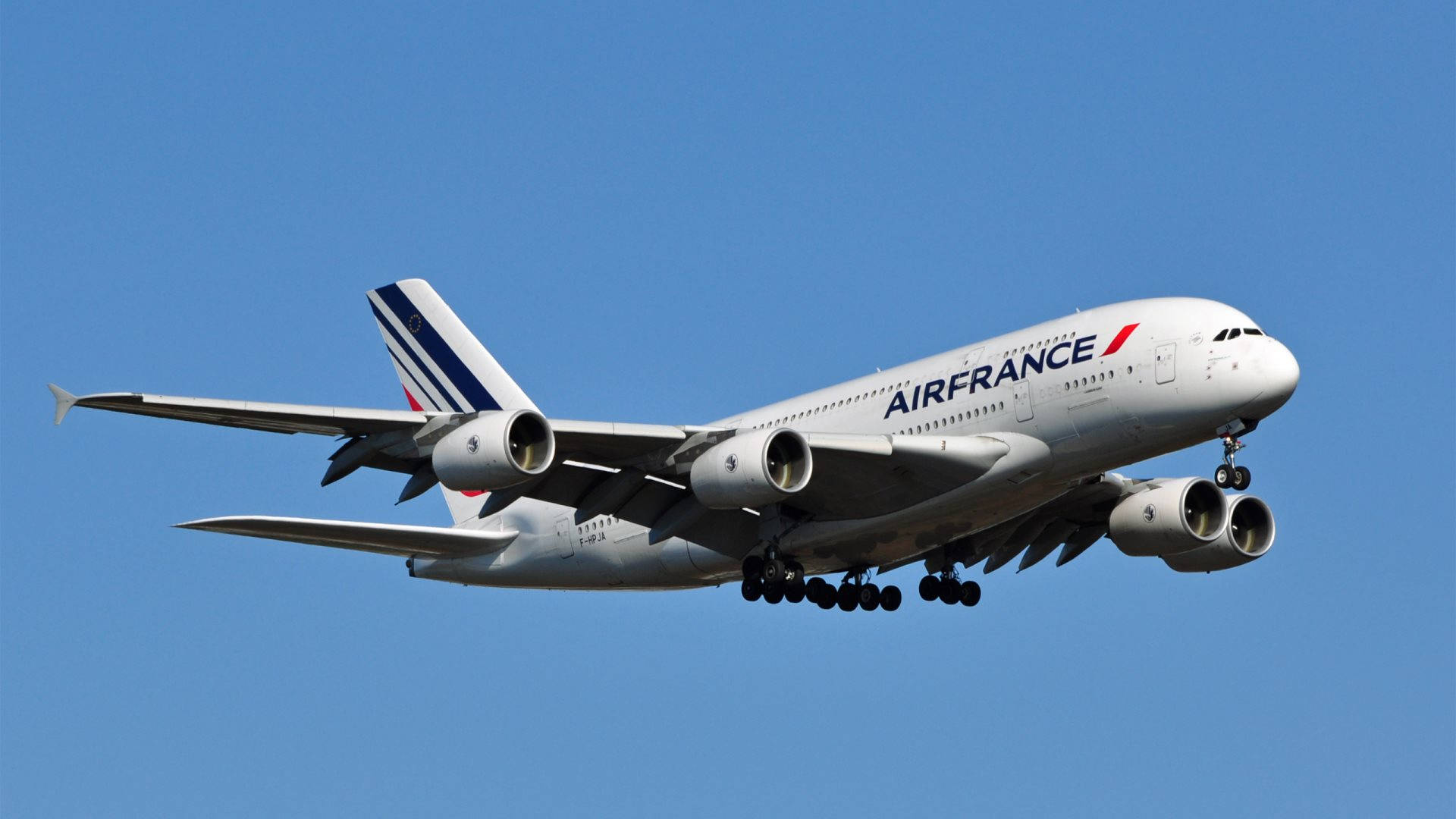Air France Airbus Superjumbo Plane In Clear Skies Wallpaper