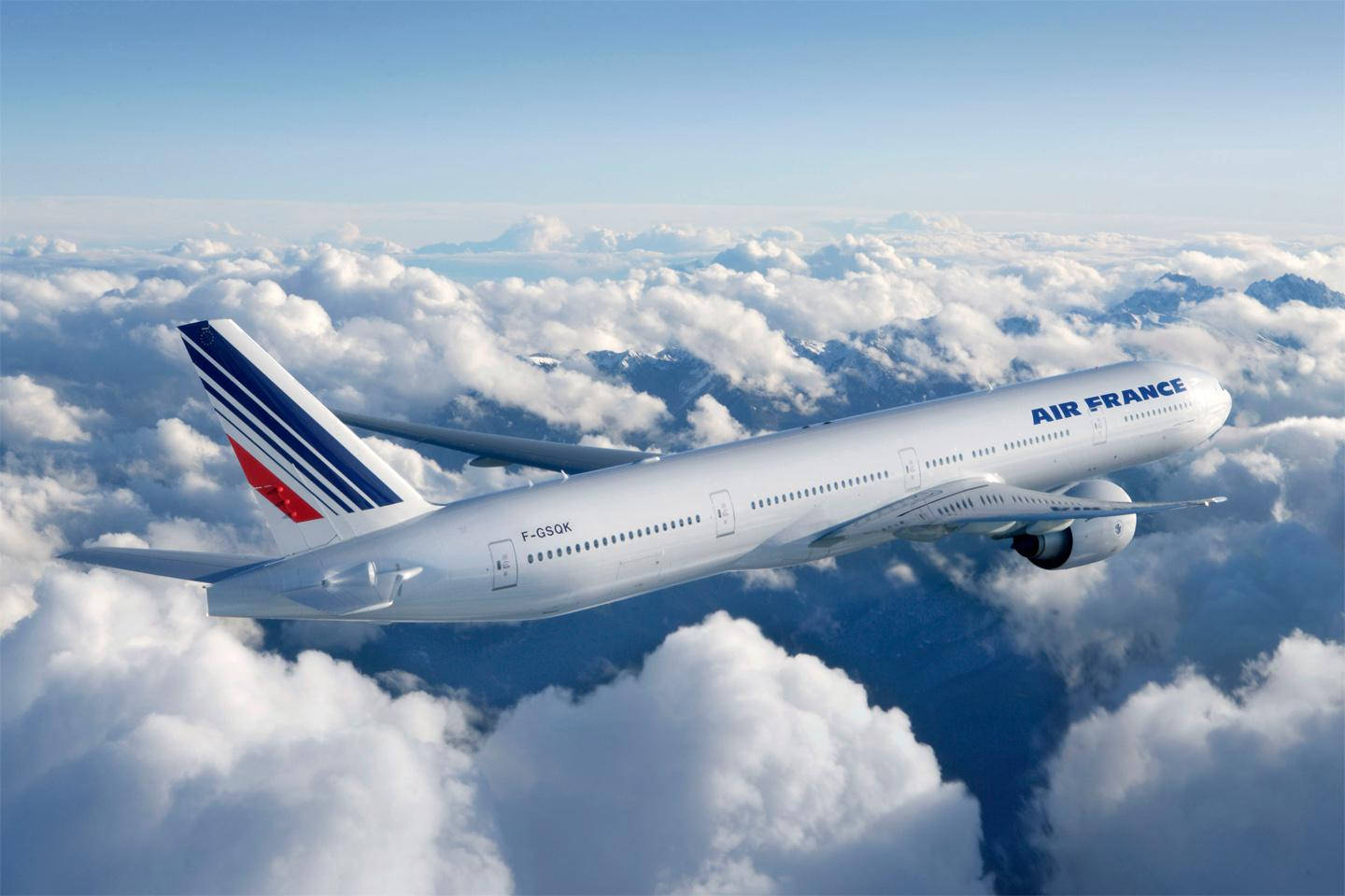 Air France Airline Boeing 777 Plane Over Clouds Wallpaper