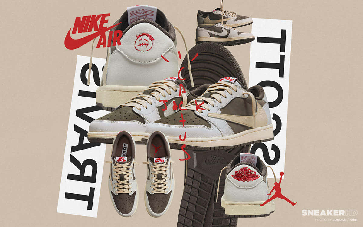 A Pair Of Sneakers With A Tan Background Wallpaper