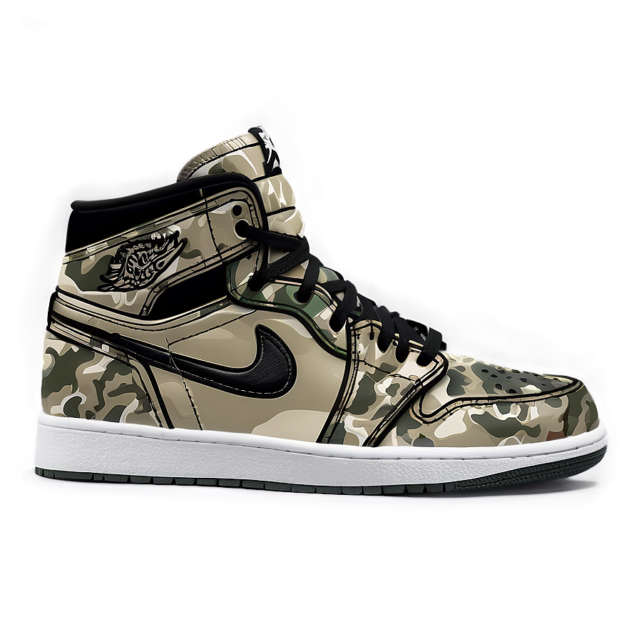 Air Jordan 1 Digital Camo Print Png Owx93 PNG