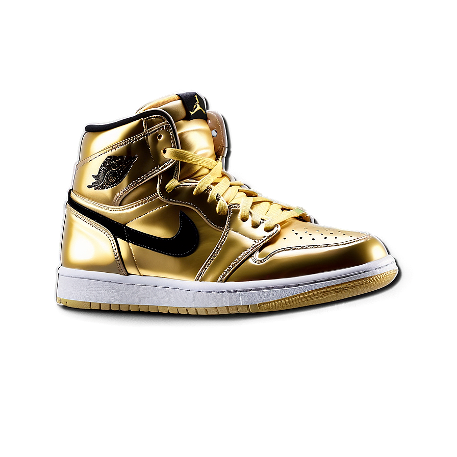 Air Jordan 1 Gold And Black Png Dcu76 PNG