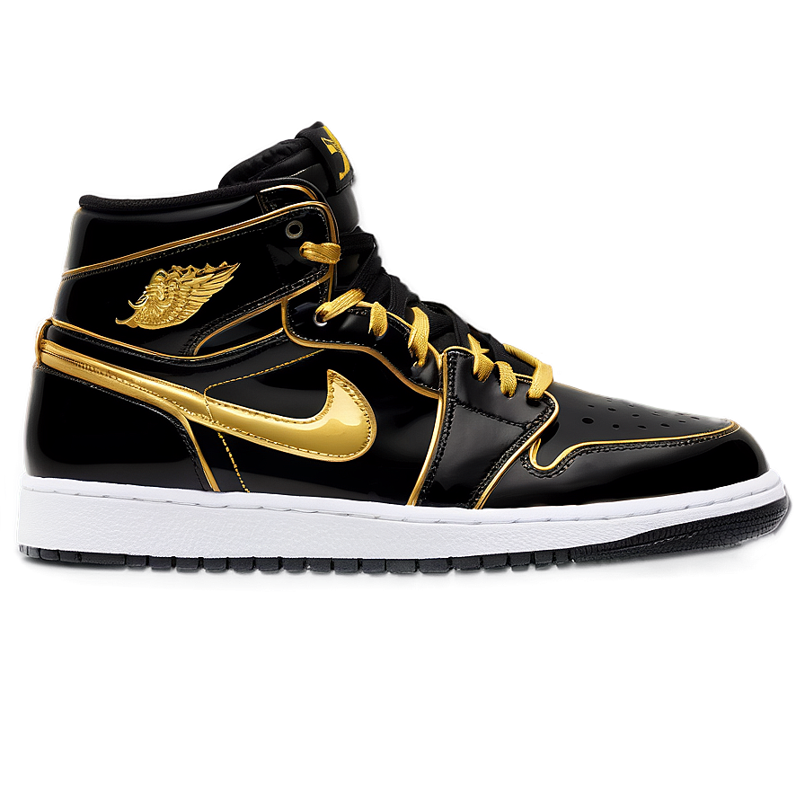 Air Jordan 1 Gold And Black Png Unx PNG