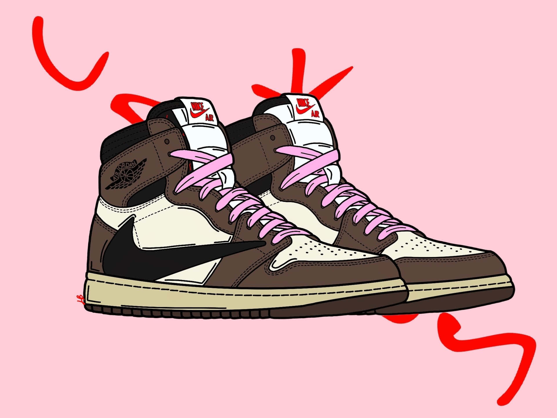 A Pair Of Sneakers With A Pink Background Wallpaper