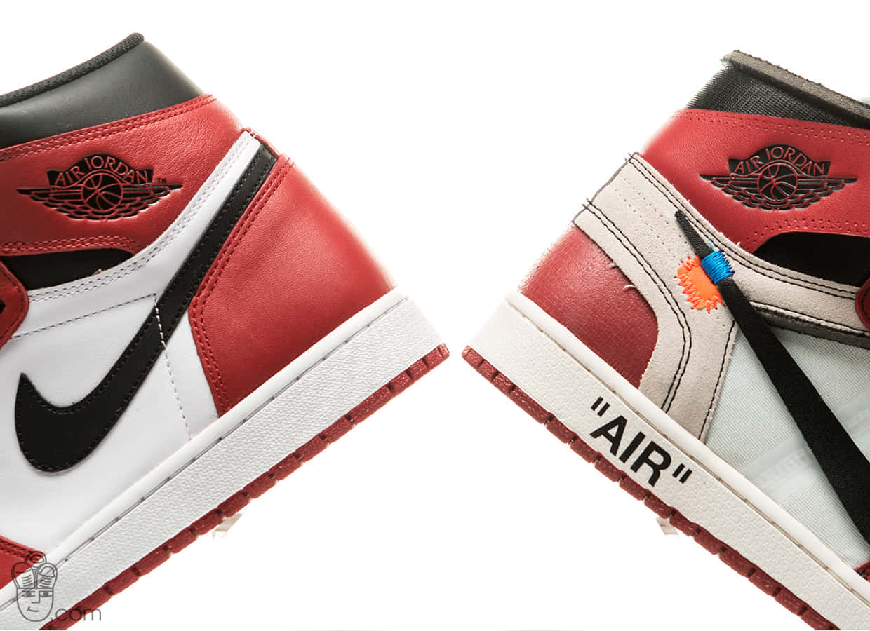 Two Pairs Of Air Jordan 1's Are Shown Side By Side Wallpaper