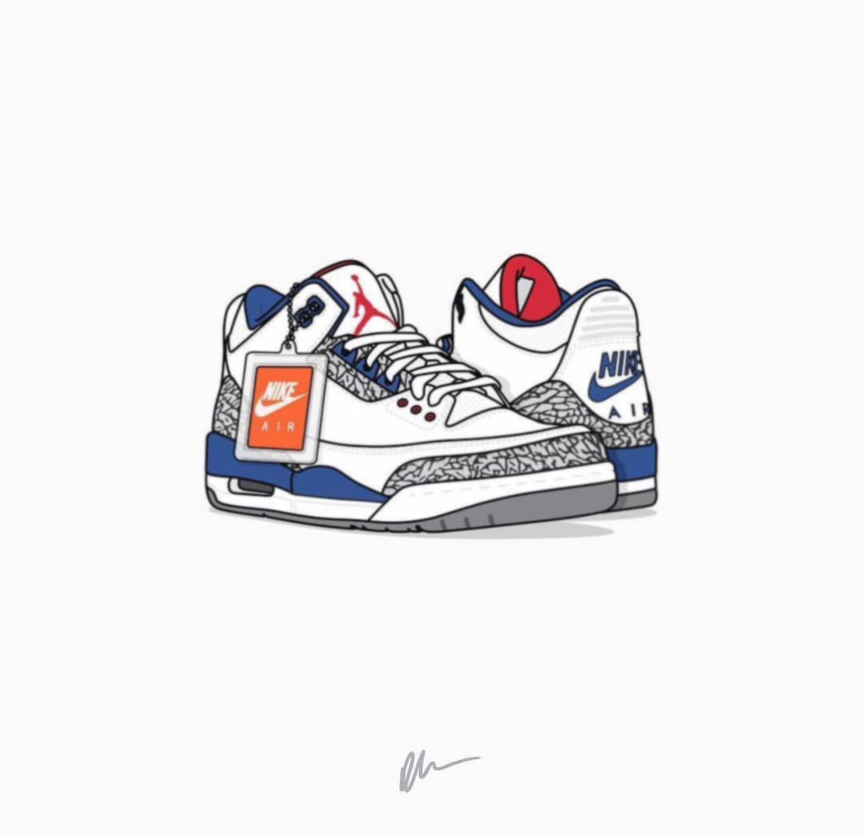 Air Jordan 3 Cartoon Shoe Wallpaper