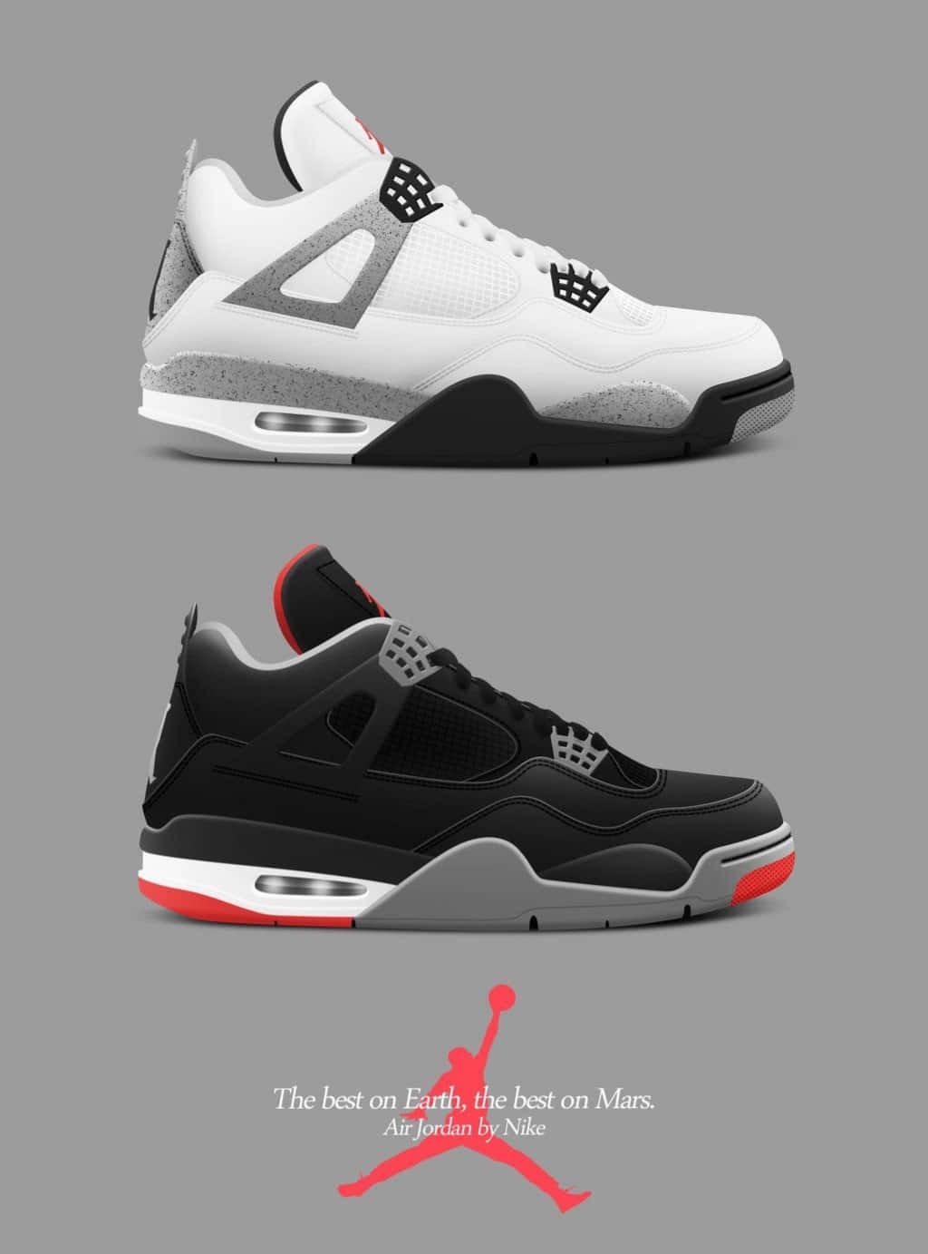 Air Jordan 4 Sort & Hvid Nike Plakat Wallpaper