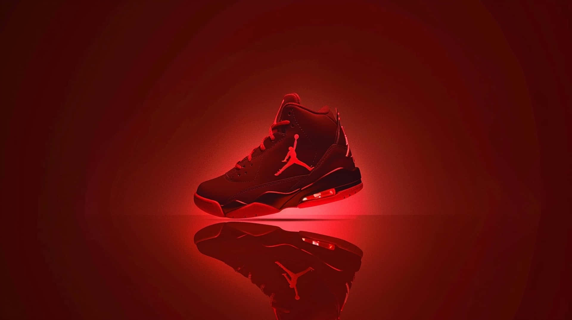 Air Jordan Red Sneaker Reflection Wallpaper