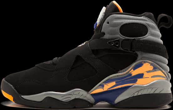 Air Jordan Sneaker Black Orange Blue PNG