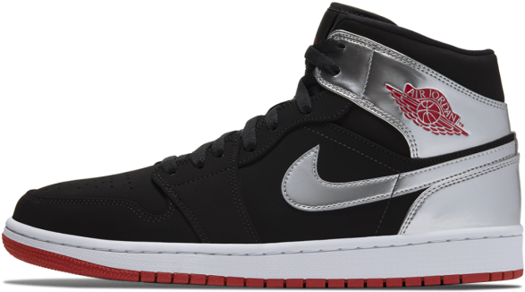 Air Jordan1 Black White Red Sneaker PNG