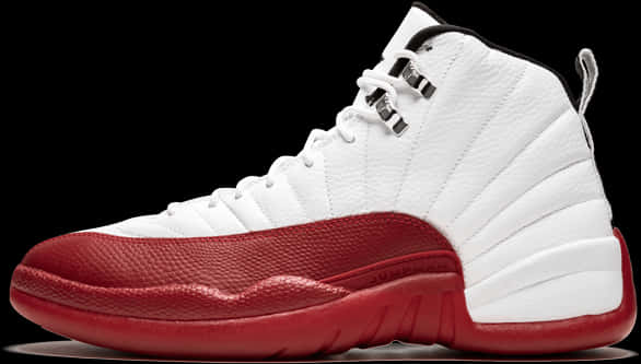 Air Jordan12 Retro White Red Sneaker PNG