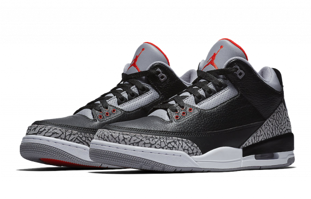 Air Jordan3 Retro Black Cement Sneakers PNG