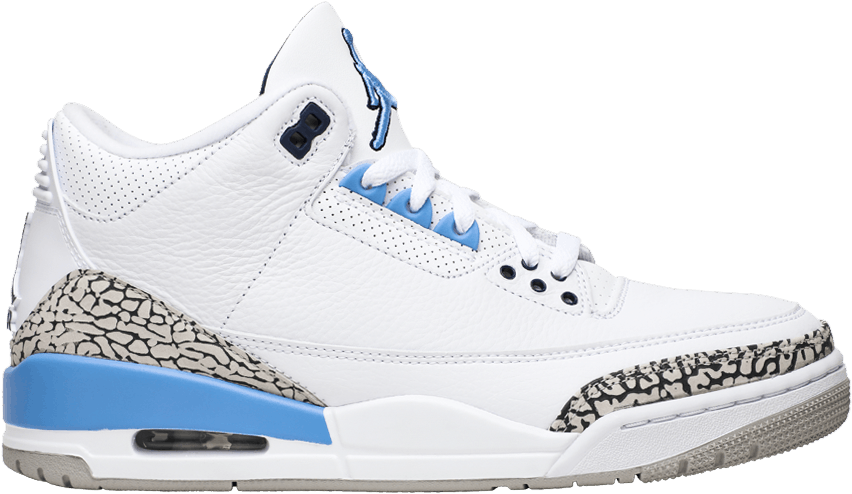 Air Jordan3 Retro White Blue PNG