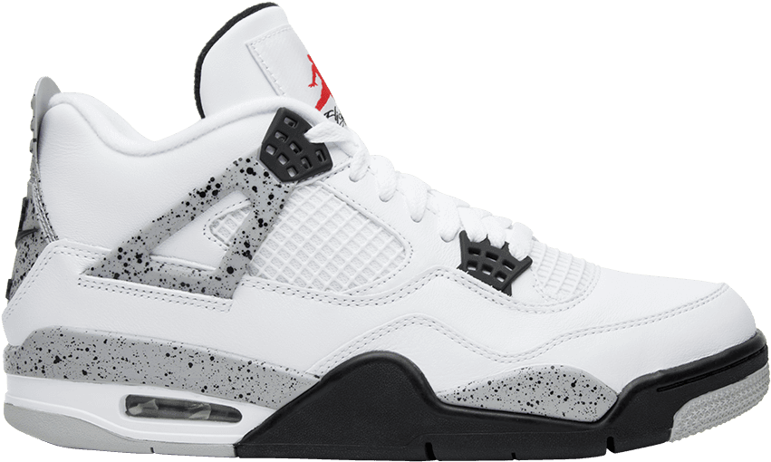Air Jordan4 White Cement Sneaker PNG