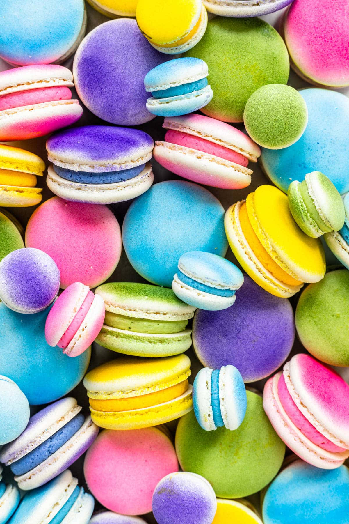 Airbrushed Multicolored French Macaron Shells Wallpaper