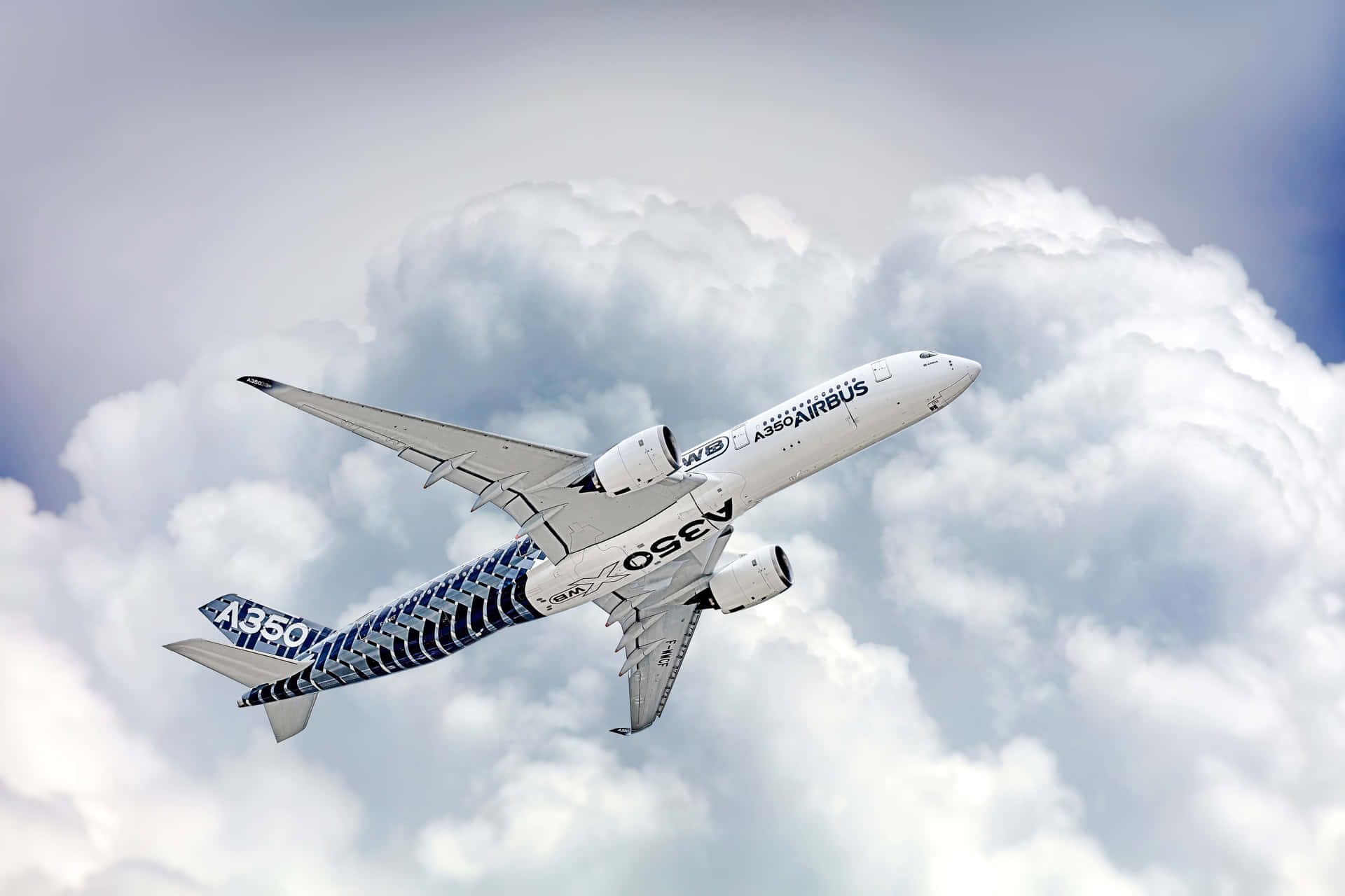 Airbus A350 In Flight Cloudy Sky Wallpaper