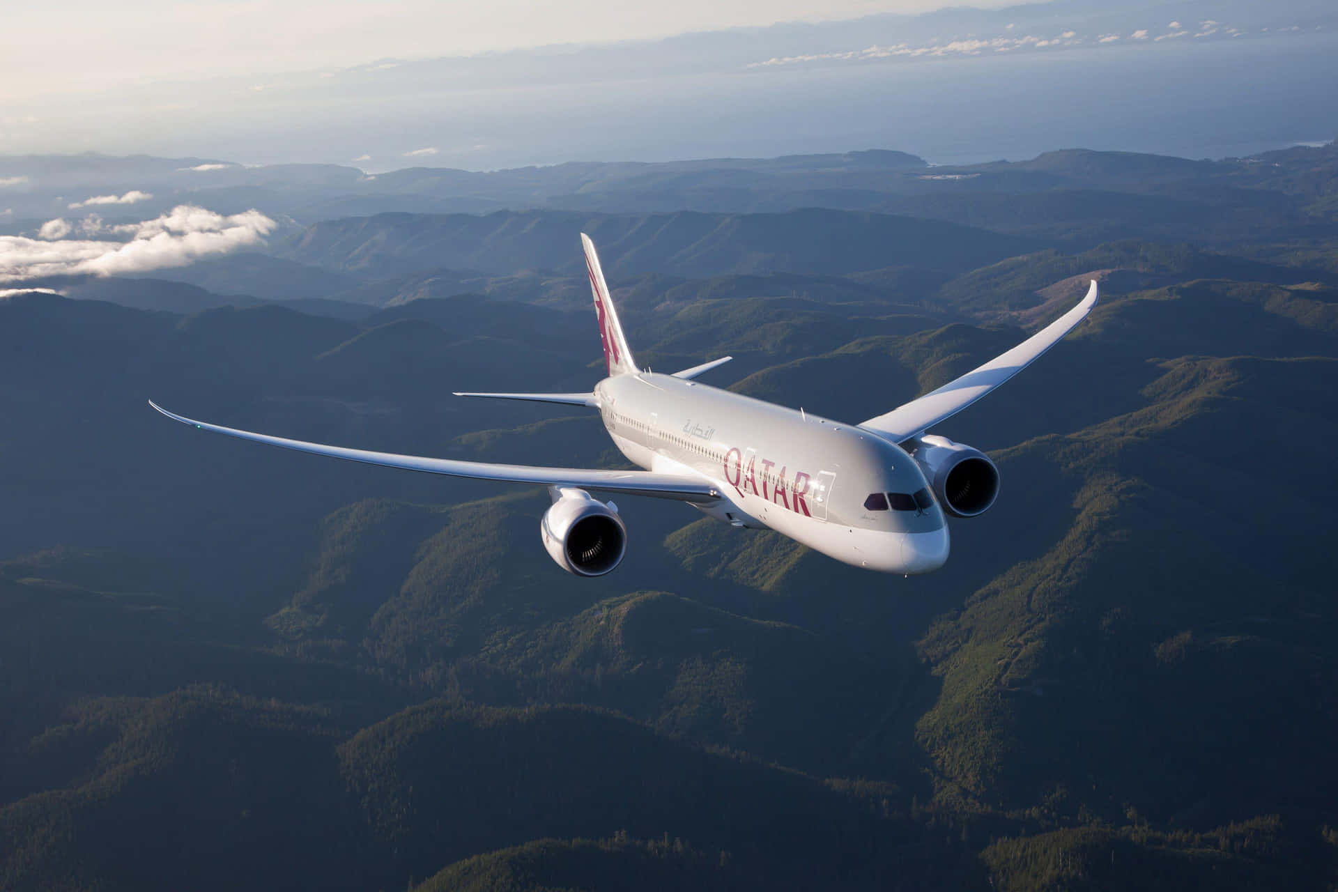 Airbus A350 Qatar Airways Over Mountains Wallpaper