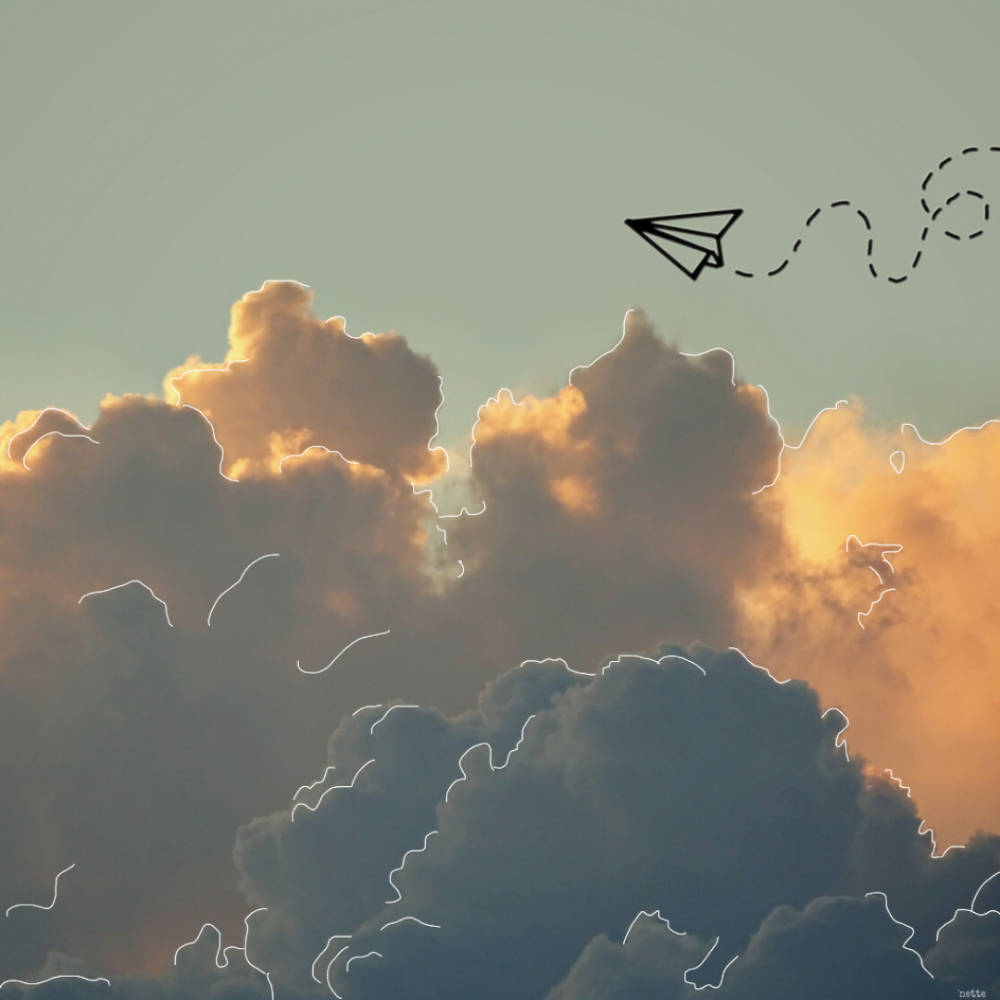 Estéticade Avión De Escritorio Con Nubes Fondo de pantalla
