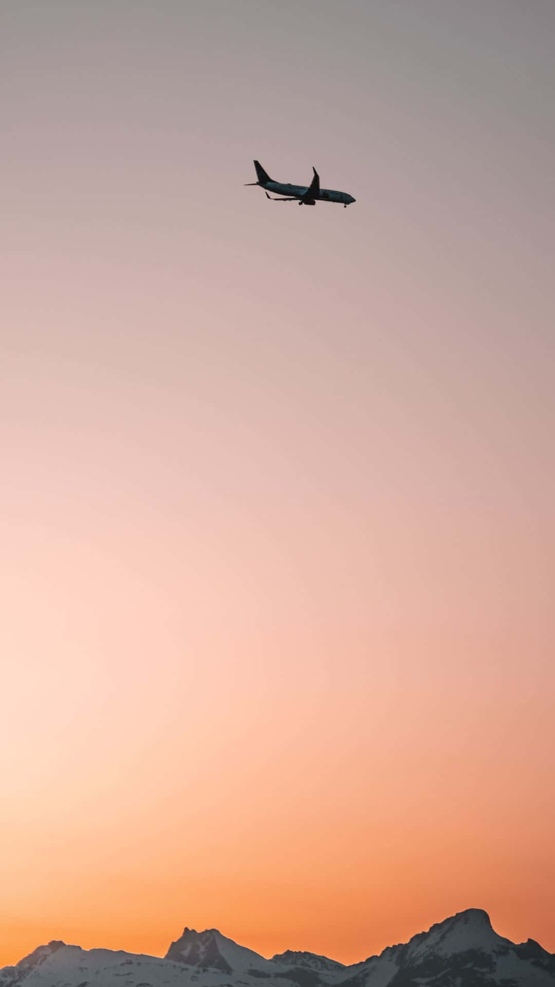 Flugzeugim Sonnenuntergang Himmel Porträt Hintergrund