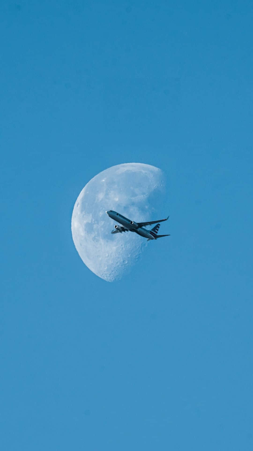 Flyvemaskineog Måne Portræt Baggrund