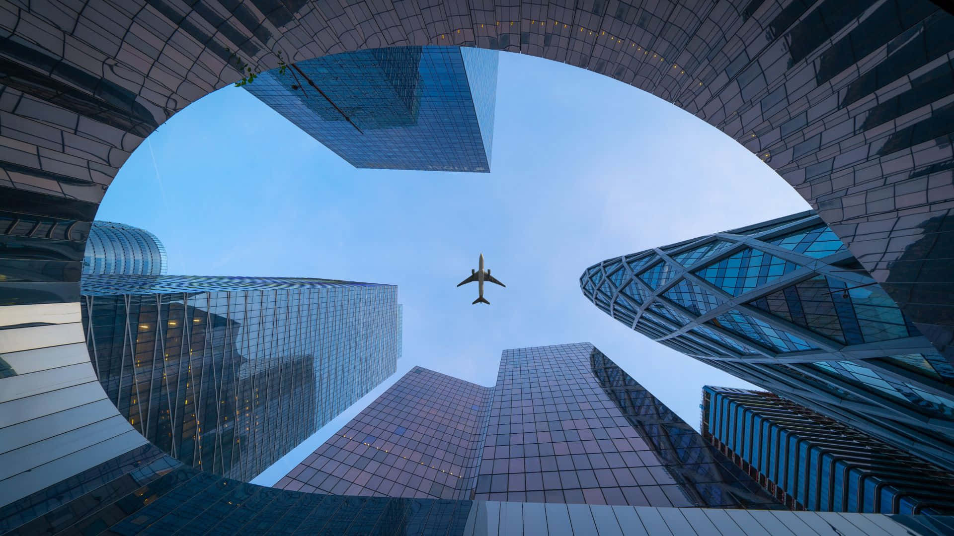 Airplane In The City Desktop Background