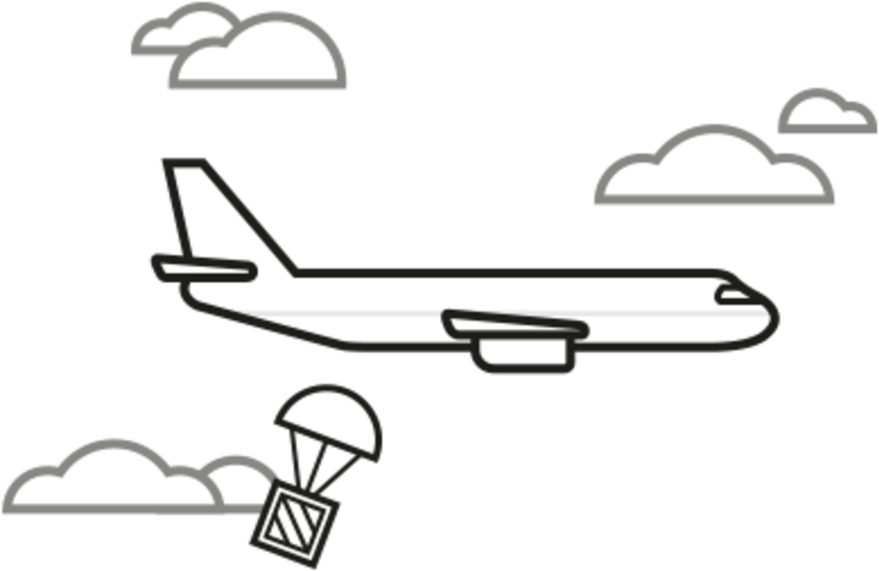 Airplane Cargo Drop Cloudy Sky PNG