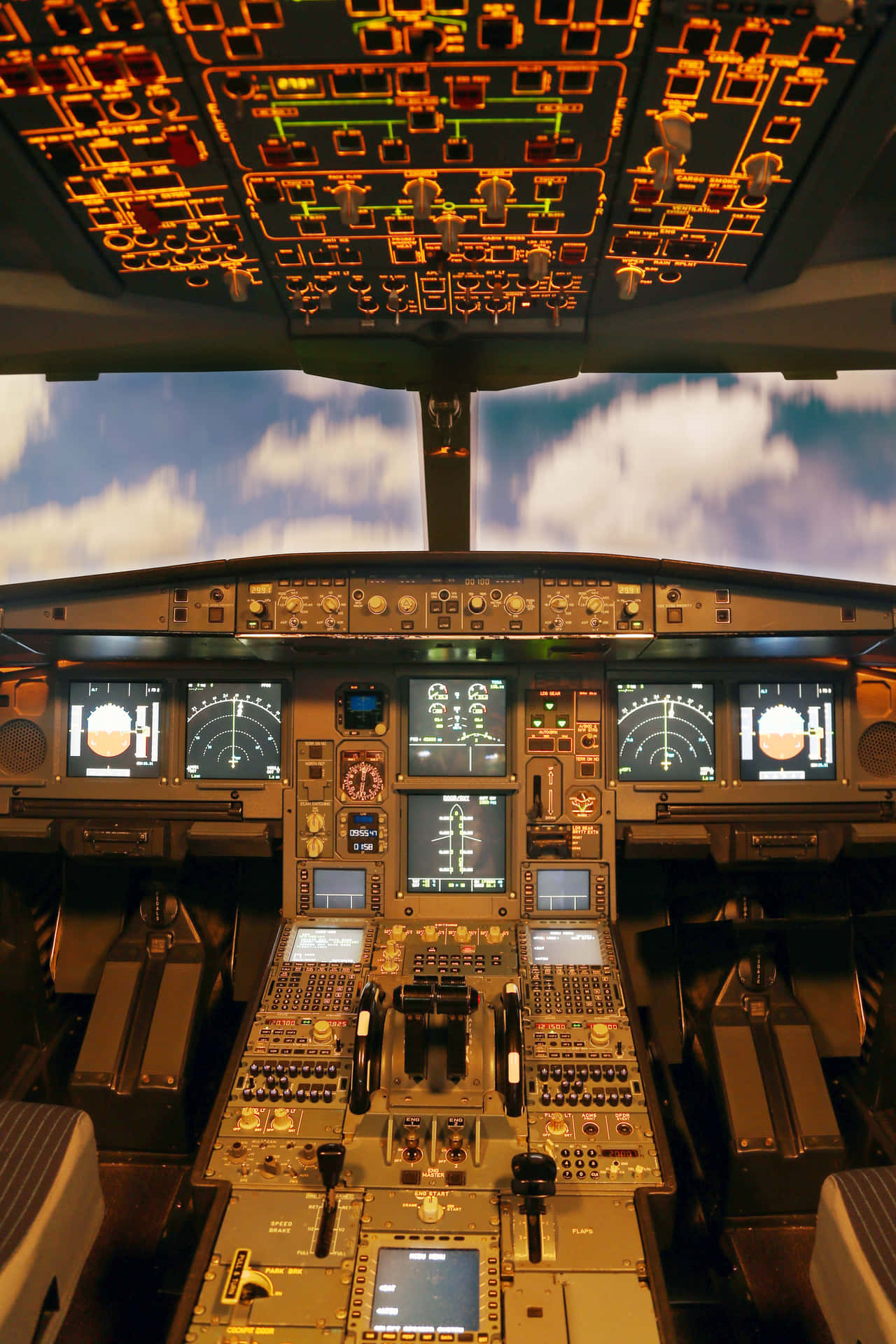 Airplane Cockpit Controlsand Instruments Wallpaper