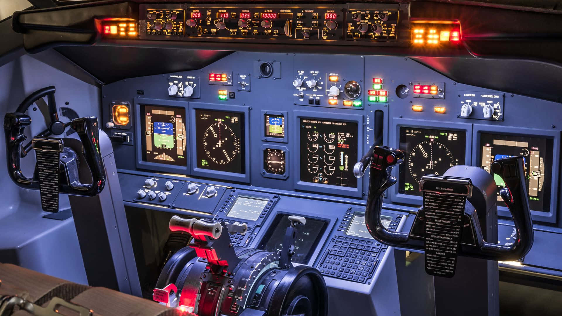 Airplane Cockpit Instruments Night Wallpaper